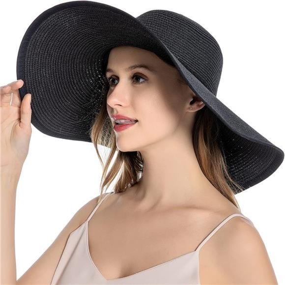 Women\'s Sun Straw Hat Wide Brim Summer Hat Foldable Roll up Floppy Beach Cap main image 6